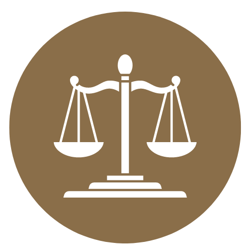 Icon of scales to represent the law school.