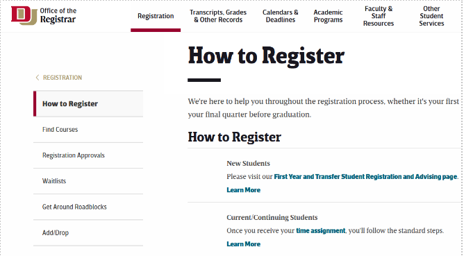 The How to Register tab of the registration page