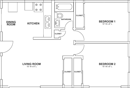 Lynn Marie Apartments two bedroom floor plan