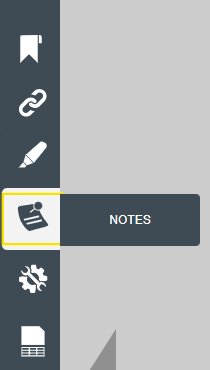 the tool bar on the left hand side. The notes button is highlighted. 