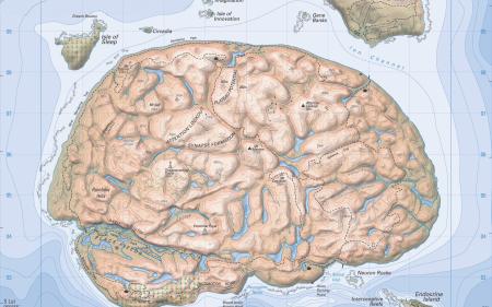 Choose Your Own ADDventure image of an island shaped like a brain