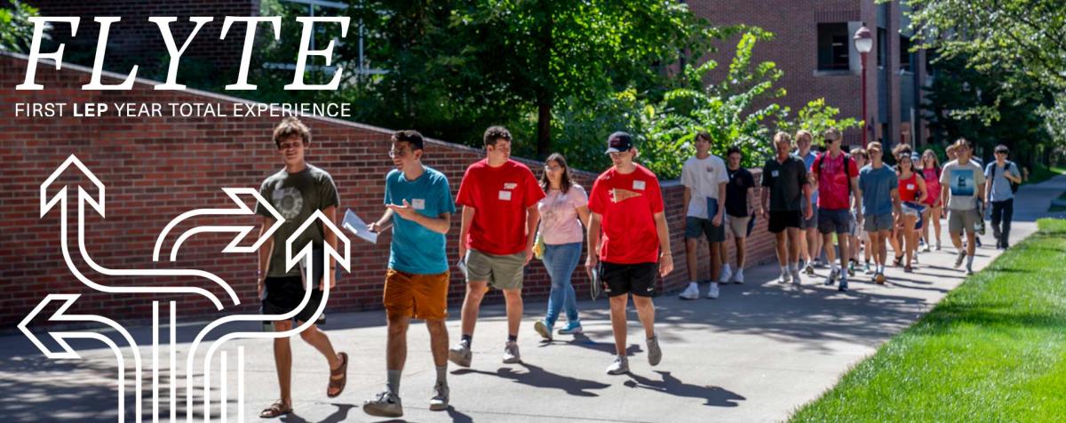 students walking on DU campus
