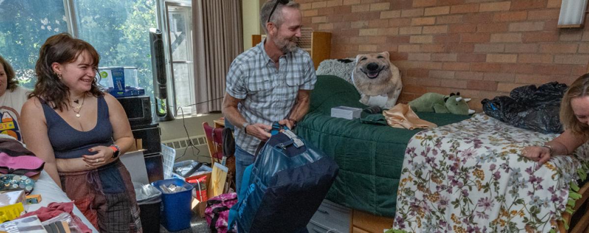 two families set up in the dorms