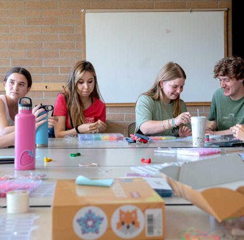 students working on crafts together