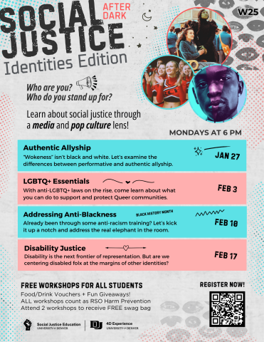 Social Justice After Dark upcoming even information for January and February 2025