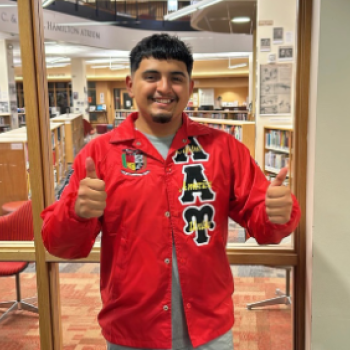 photo of a man in a red jacket