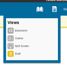the views button is selected in the Kurzweil writing page