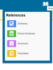The reference tools in kurzweil. These include a dictionary, picture dictionary, thesaurus, and translation